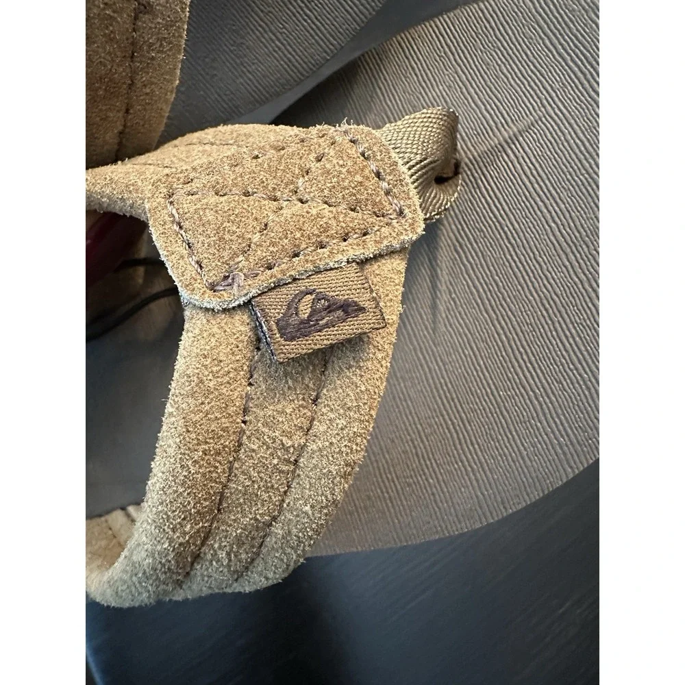 New Quiksilver Boy's Brown Carver Suede Fixed Strap Kids Flip Flop - Size‎ 12